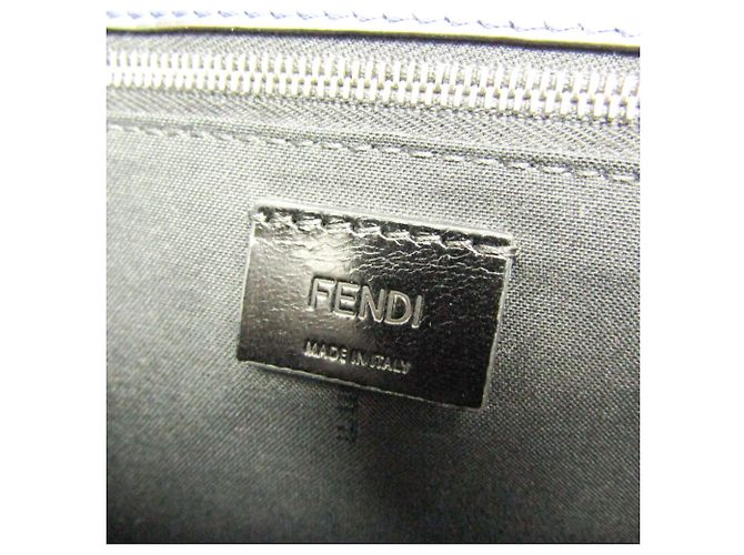 Fendi Flach Baguette Medium Schultertasche Marineblau - Ansicht 13