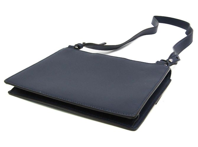 Fendi Flach Baguette Medium Schultertasche Marineblau - Ansicht 3