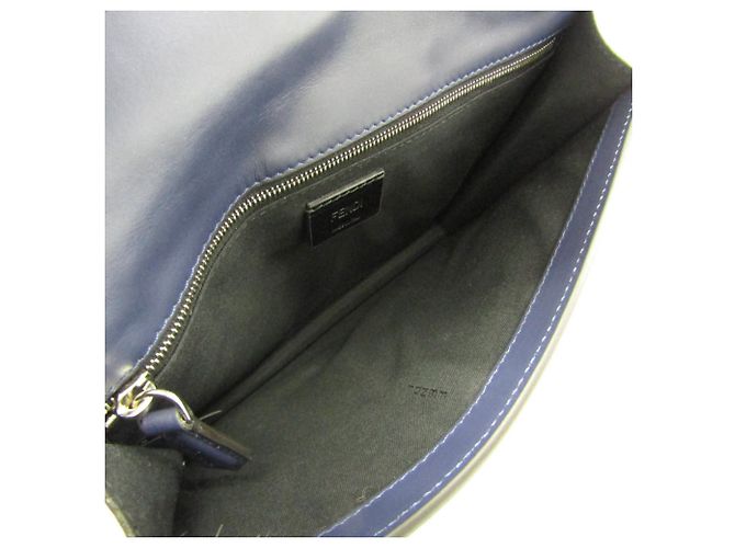 Fendi Flach Baguette Medium Schultertasche Marineblau - Ansicht 4