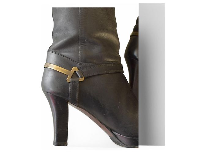 Hugo Boss Orange Schwarze Leder Plattformstiefel Größe 41 - Ansicht 11