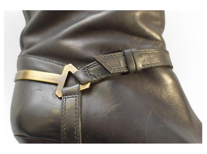 Hugo Boss Orange Schwarze Leder Plattformstiefel Größe 41 - Ansicht 12