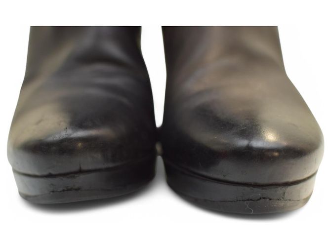 Hugo Boss Orange Schwarze Leder Plattformstiefel Größe 41 - Ansicht 15