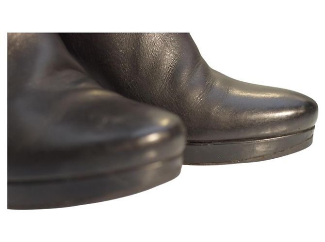 Hugo Boss Orange Schwarze Leder Plattformstiefel Größe 41 - Ansicht 16