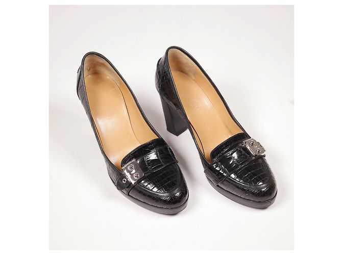 Hermès Incredibili tacchi in coccodrillo Hermes Classic Nero - vista 3