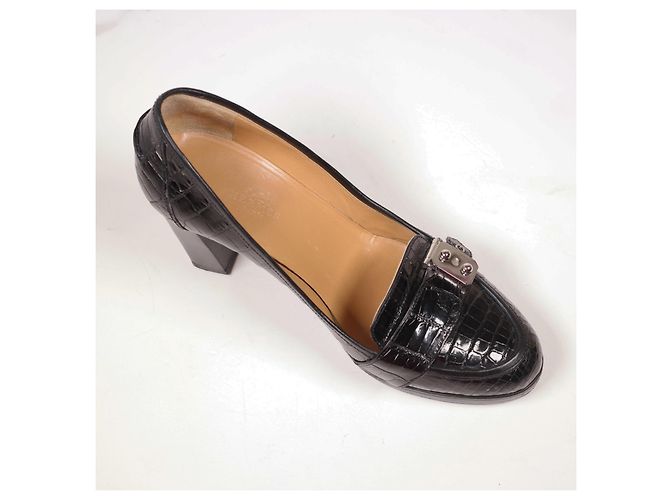 Hermès Incredibili tacchi in coccodrillo Hermes Classic Nero - vista 7