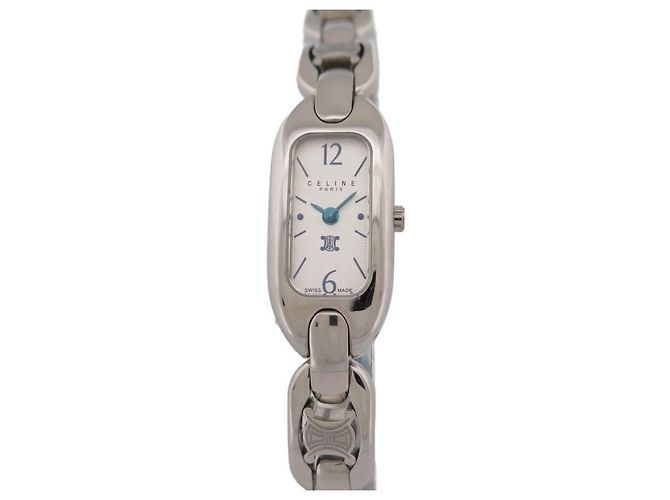 Céline NUOVO OROLOGIO CELINE MACADAM TRIOMPHE 35 MM QUARZO CLASSICO ACCIAIO PALLADIO - vista 2
