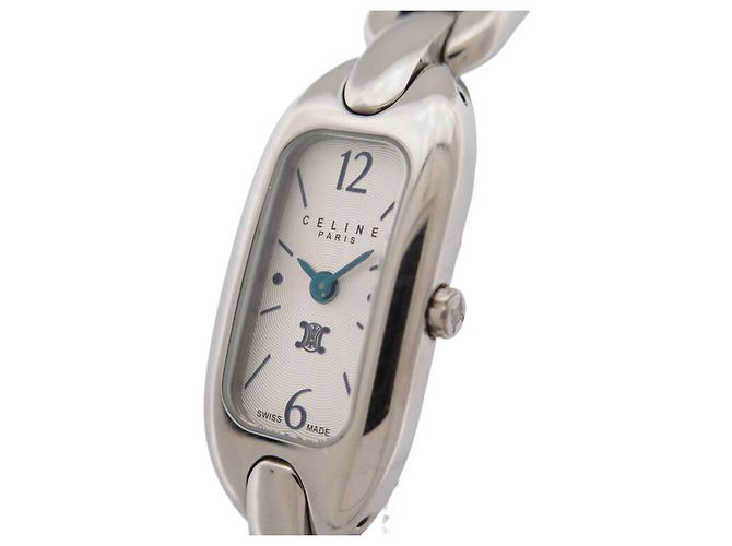 Céline NUOVO OROLOGIO CELINE MACADAM TRIOMPHE 35 MM QUARZO CLASSICO ACCIAIO PALLADIO - vista 3