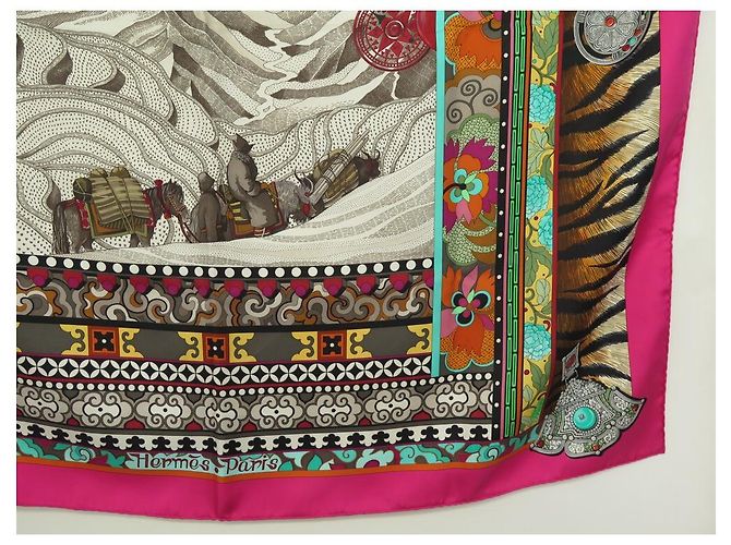 Hermès NUOVO RARO SCIARPA HERMES LA DONNA CON SUOLE DI VENTO HONORE ALINE SCATOLA SCIARPA Multicolore - vista 4