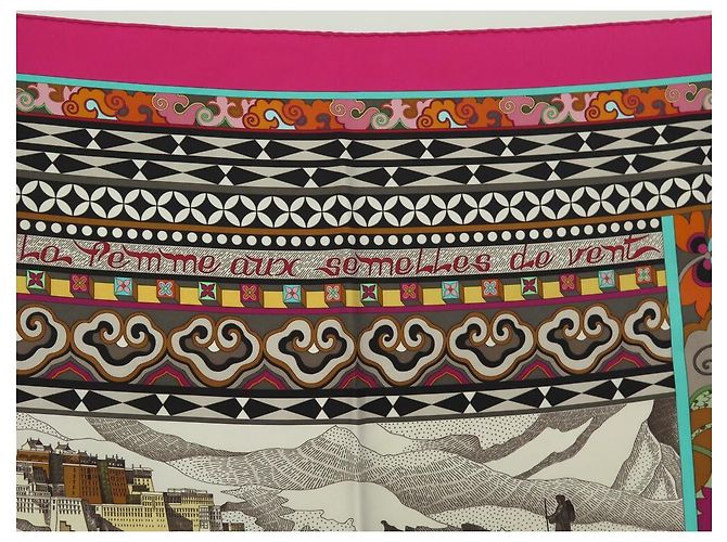 Hermès NUOVO RARO SCIARPA HERMES LA DONNA CON SUOLE DI VENTO HONORE ALINE SCATOLA SCIARPA Multicolore - vista 6