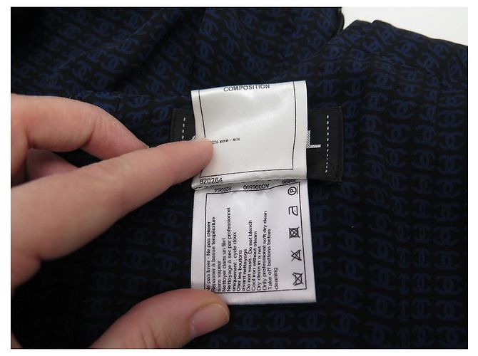 NUOVO ABITO CHANEL LOGO CC P53431 M 40 IN SETA NERA E BLU Nero - vista 6
