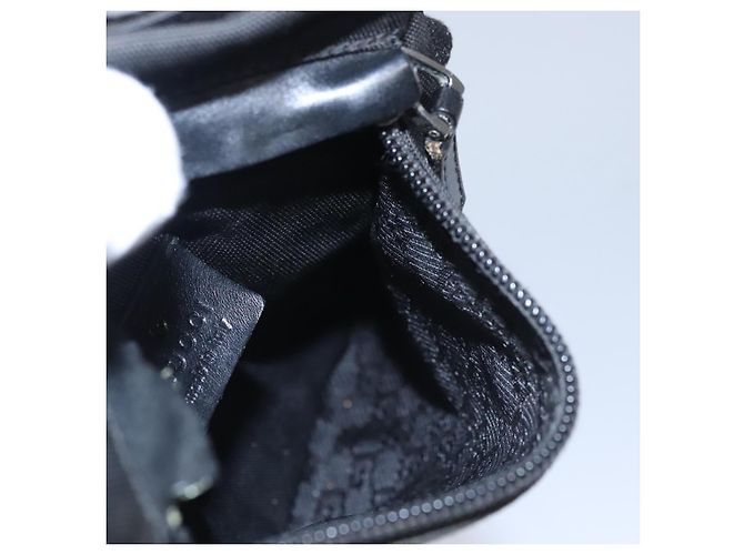 Borsa a vita GUCCI in nylon nero argento 28566 Auth IN054 - vista 25