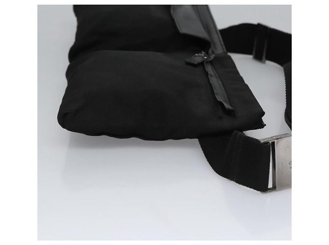 Borsa a vita GUCCI in nylon nero argento 28566 Auth IN054 - vista 3