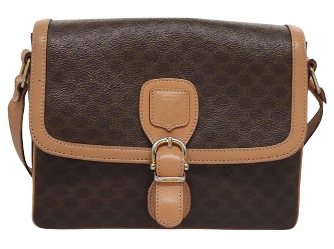 Céline Bolso de hombro de lona Macadam CELINE en cuero PVC marrón dorado Auth mr1129 Castaño - vista 13