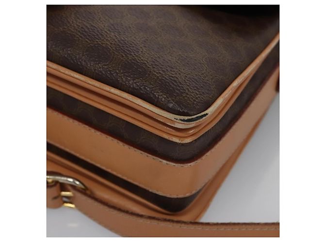 Céline Bolso de hombro de lona Macadam CELINE en cuero PVC marrón dorado Auth mr1129 Castaño - vista 14