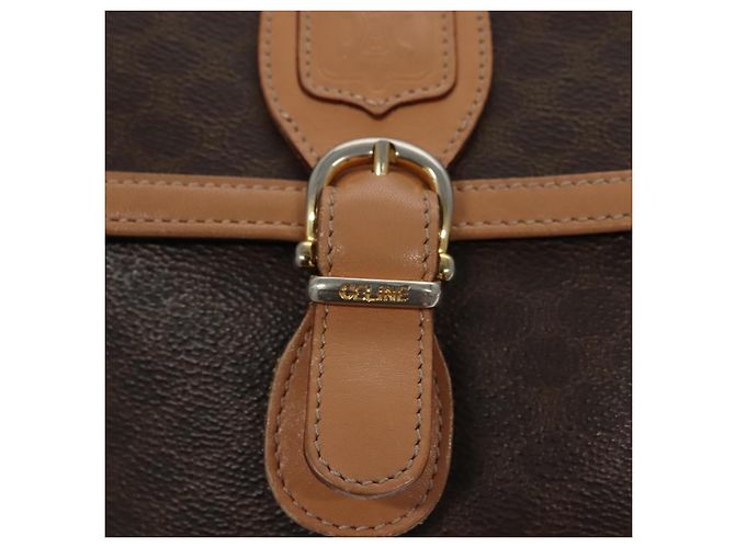 Céline Bolso de hombro de lona Macadam CELINE en cuero PVC marrón dorado Auth mr1129 Castaño - vista 17