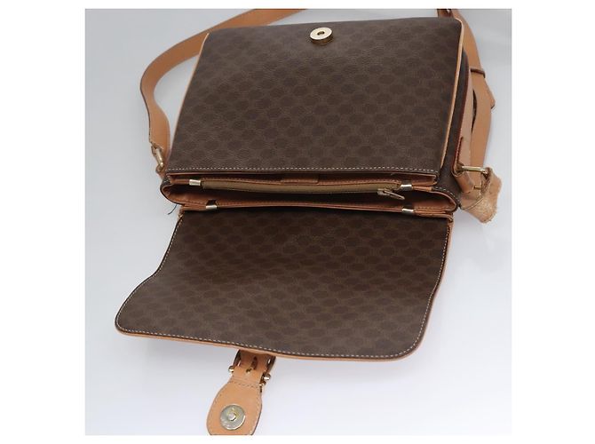 Céline Bolso de hombro de lona Macadam CELINE en cuero PVC marrón dorado Auth mr1129 Castaño - vista 19