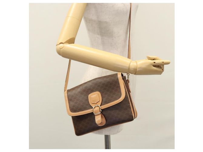 Céline Bolso de hombro de lona Macadam CELINE en cuero PVC marrón dorado Auth mr1129 Castaño - vista 27
