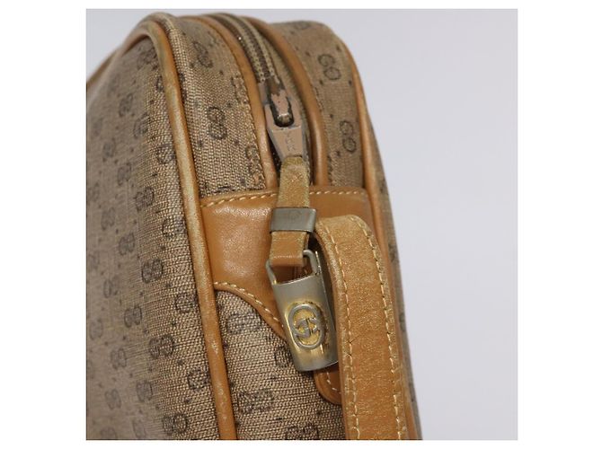 Gucci Borsa a spalla Micro GG Supreme in PVC pelle marrone oro Auth BA351 D'oro - vista 10