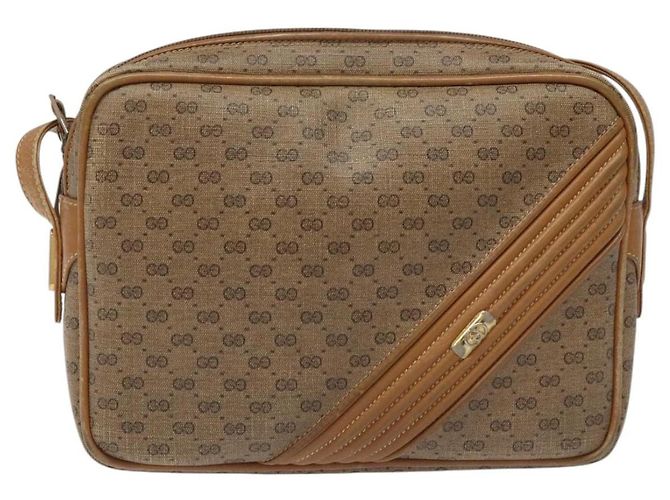 Gucci Borsa a spalla Micro GG Supreme in PVC pelle marrone oro Auth BA351 D'oro - vista 13