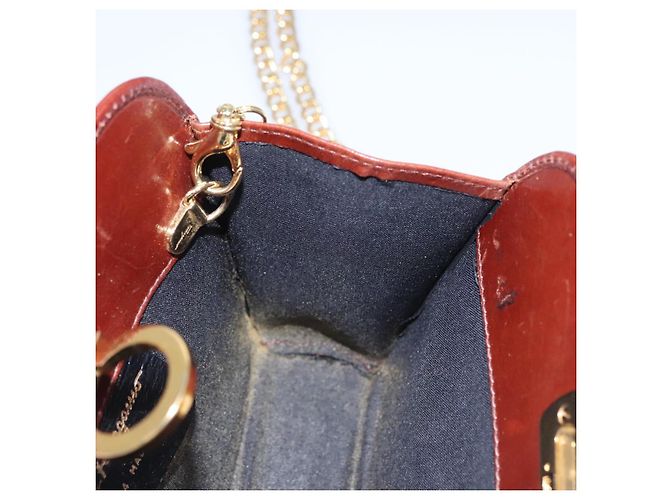 Borsa a spalla in pelle marrone e oro Gancini Chain di Salvatore Ferragamo Auth bs23090 D'oro - vista 11
