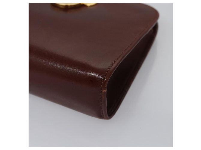 Borsa a spalla in pelle marrone e oro Gancini Chain di Salvatore Ferragamo Auth bs23090 D'oro - vista 15