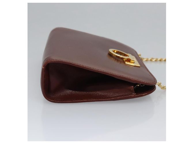 Borsa a spalla in pelle marrone e oro Gancini Chain di Salvatore Ferragamo Auth bs23090 D'oro - vista 3