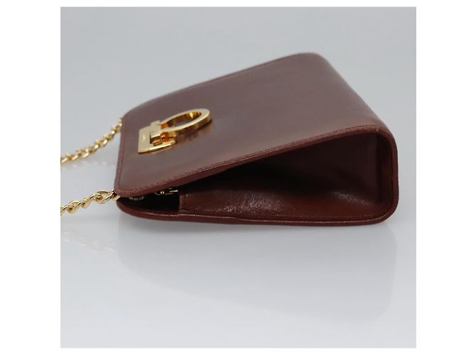 Borsa a spalla in pelle marrone e oro Gancini Chain di Salvatore Ferragamo Auth bs23090 D'oro - vista 4