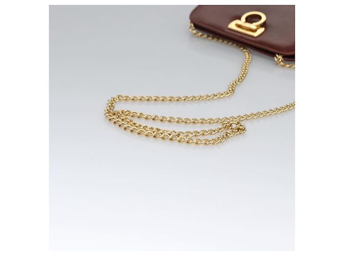 Borsa a spalla in pelle marrone e oro Gancini Chain di Salvatore Ferragamo Auth bs23090 D'oro - vista 7
