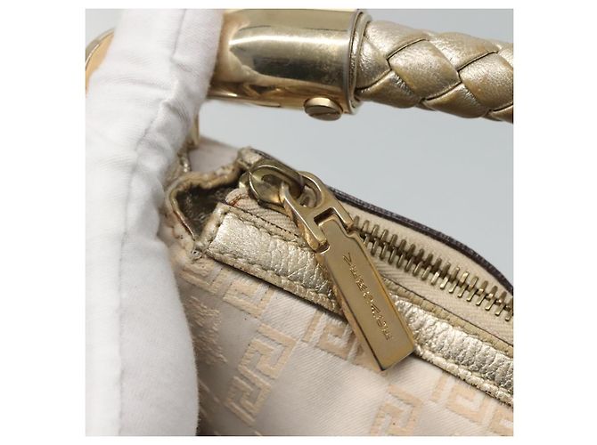 Borsa a spalla Gianni Versace in tela e pelle bianca dorata Auth bs23095 Bianco D'oro - vista 10