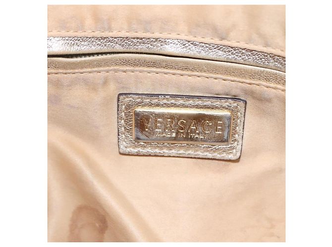 Borsa a spalla Gianni Versace in tela e pelle bianca dorata Auth bs23095 Bianco D'oro - vista 17