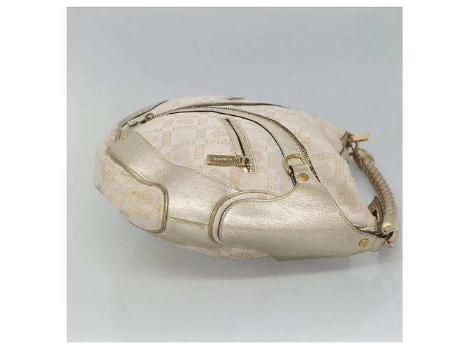 Borsa a spalla Gianni Versace in tela e pelle bianca dorata Auth bs23095 Bianco D'oro - vista 4