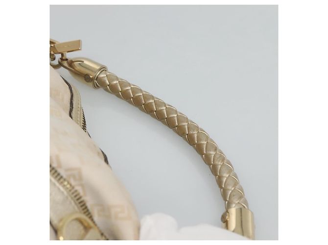 Borsa a spalla Gianni Versace in tela e pelle bianca dorata Auth bs23095 Bianco D'oro - vista 8