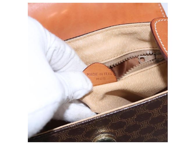 Céline Borsa a spalla in tela Macadam CELINE in pelle PVC marrone oro Auth mr1125 D'oro - vista 12