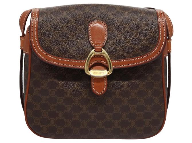Céline Borsa a spalla in tela Macadam CELINE in pelle PVC marrone oro Auth mr1125 D'oro - vista 13