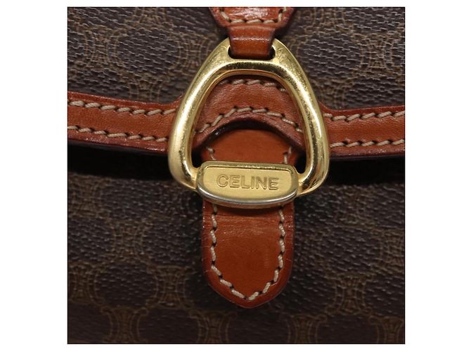 Céline Borsa a spalla in tela Macadam CELINE in pelle PVC marrone oro Auth mr1125 D'oro - vista 17