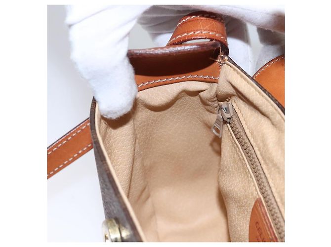 Céline Borsa a spalla in tela Macadam CELINE in pelle PVC marrone oro Auth mr1125 D'oro - vista 20