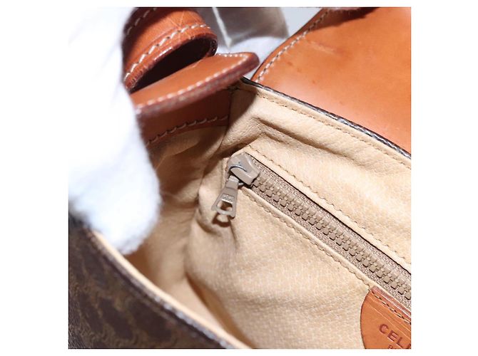 Céline Borsa a spalla in tela Macadam CELINE in pelle PVC marrone oro Auth mr1125 D'oro - vista 21