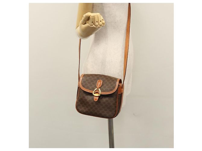 Céline Borsa a spalla in tela Macadam CELINE in pelle PVC marrone oro Auth mr1125 D'oro - vista 23