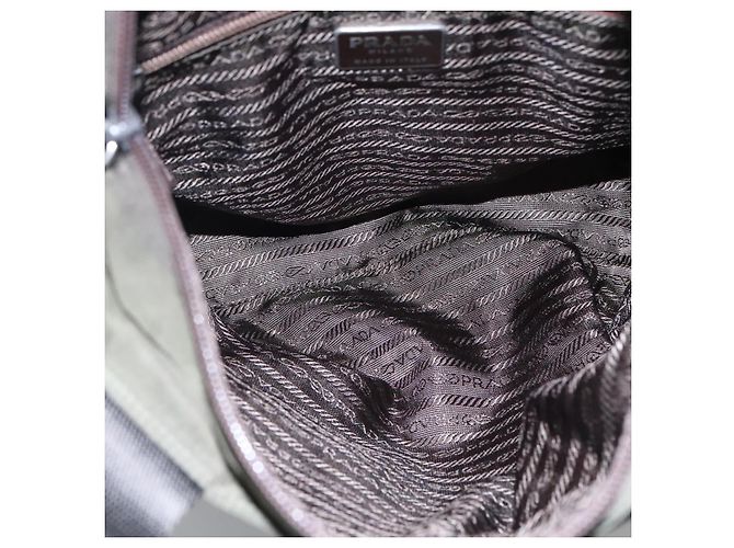 PRADA Borsa Tote Nylon Kaki Argento Auth bs23051 Cachi - vista 10