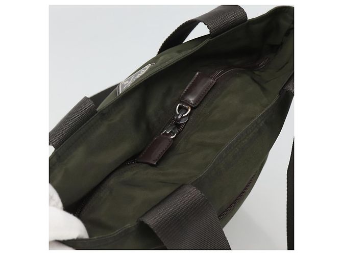 PRADA Borsa Tote Nylon Kaki Argento Auth bs23051 Cachi - vista 6