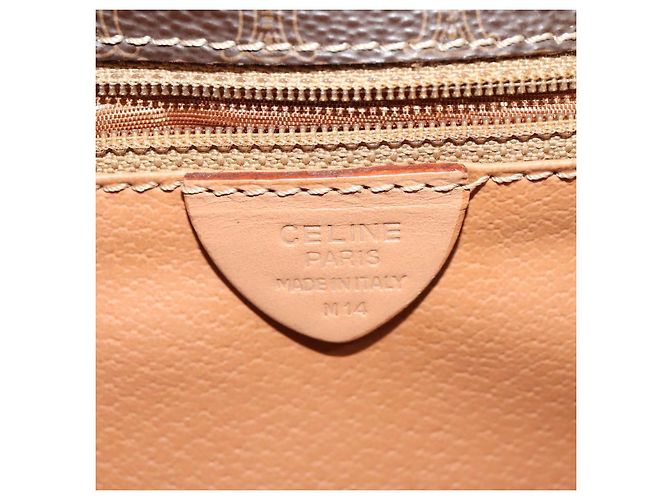 Céline CELINE Macadam Canvas Schultertasche, PVC-Leder, braun, gold, authentisch IN010 Golden - Ansicht 12