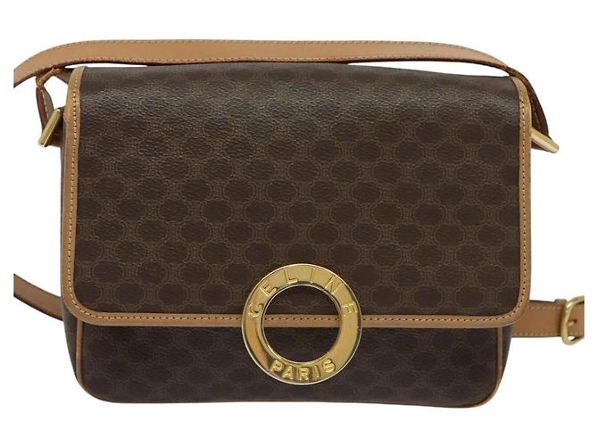 Céline CELINE Macadam Canvas Schultertasche, PVC-Leder, braun, gold, authentisch IN010 Golden - Ansicht 13