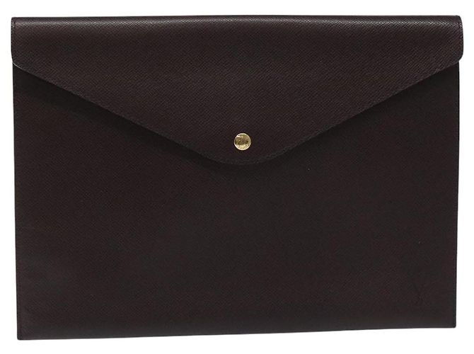 LOUIS VUITTON Taiga Borsa Documenti Clutch Acajou M99087 LV Auth JB083 Marrone - vista 13