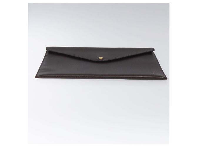 LOUIS VUITTON Taiga Borsa Documenti Clutch Acajou M99087 LV Auth JB083 Marrone - vista 6