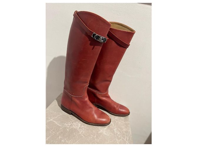 Kelly Hermès HERMES Stiefel T.EU 37 Leder Rot - Ansicht 2