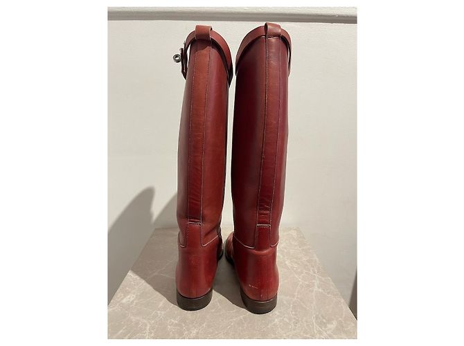 Kelly Hermès HERMES Stiefel T.EU 37 Leder Rot - Ansicht 4