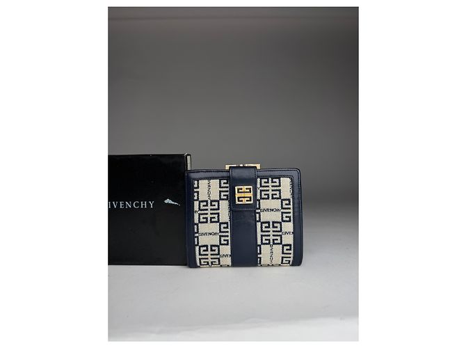 Vintage Givenchy GV3 monogram Leather Wallet marine white - view 11