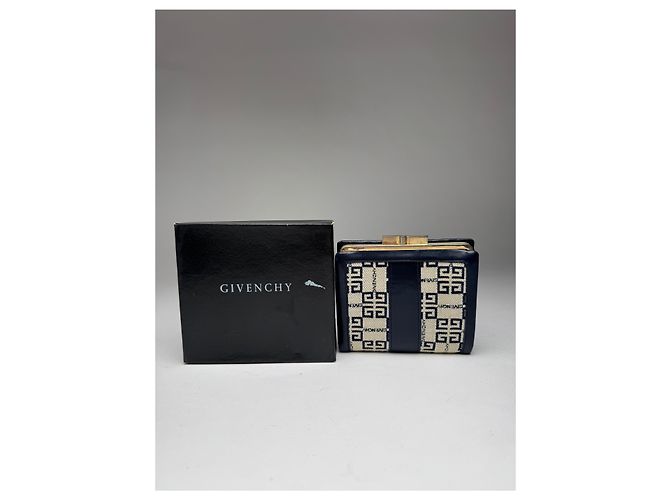Vintage Givenchy GV3 monogram Leather Wallet marine white - view 2