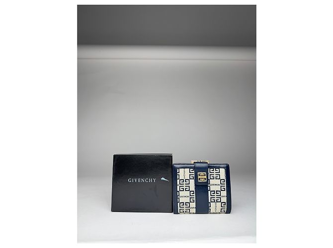 Vintage Givenchy GV3 monogram Leather Wallet marine white - view 7