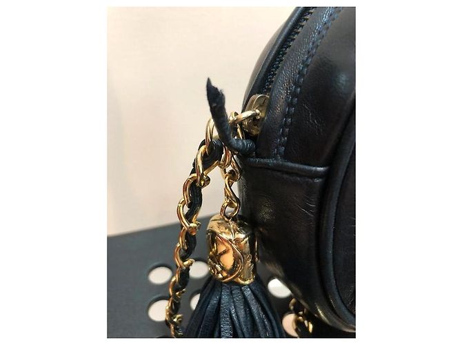 Chanel Tamburello borsa a tracolla in pelle nera Nero - vista 5